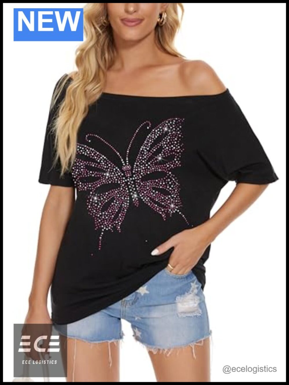 Womens Off The Shoulder Metallic Top Short Sleeve Dolman Party Shirt